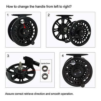 Aventik HVCE Graphite Fly Reel Center Drag System Classic III Graphite 3/4, 5/6, 7/8wt Large Arbor Freshwater Fly Fishing Reels - size: 5/6, style: With Line