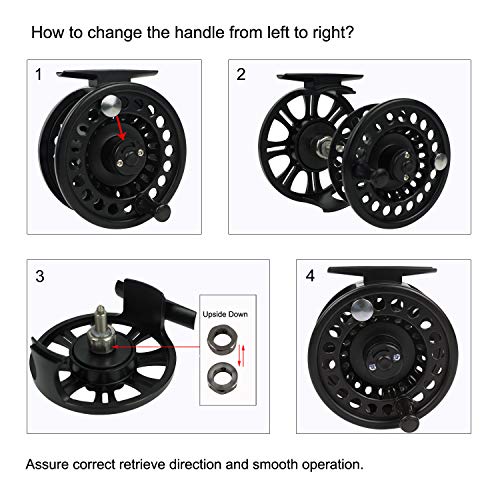 Aventik HVCE Graphite Fly Reel Center Drag System Classic III Graphite 3/4, 5/6, 7/8wt Large Arbor Freshwater Fly Fishing Reels - size: 5/6, style: With Line