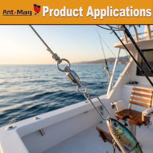 Ant Mag Fishing Snap Swivels 360° Ball Bearing Corrosion Resistant Stainless Steel Saltwater Freshwater Tackle - size: 30lbs-1.2"