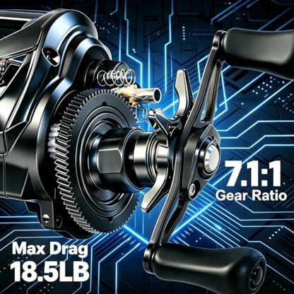 DC Baitcasting Combo, Smart Digital Brake Reel, 4-Section Carbon Rod, Tackle Bag, Line & Lures, Complete Travel Kit for Bass Freshwater - color: DC Baitcasting Combo-6FT- Right Handed