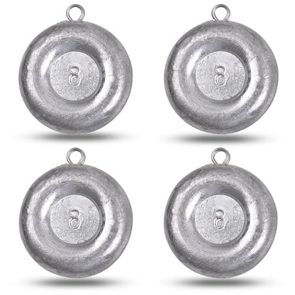 Disc Sinkers Fishing Weights, Coin Fishing Sinkers Weights Saltwater Surf Fishing Weights Bottom Drifting Trolling Catfishing Fishing Sinkers Saltwater Gear Tackle 1oz 2oz 3oz 4oz 5oz 6oz 8oz - style: 8 Ounce, 4 Pack