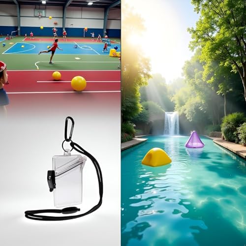 Waterproof Badge Holder, Clear Safe Waterproof Card Holder with Lanyard for Cards, Coin and Money Heavy Duty Durable Locker Dry Box