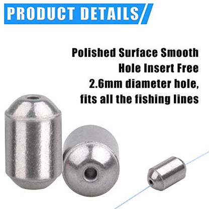 AGOOL Egg Sinkers Fishing Weights, 15/25pcs Iron Slip Sinkers Oval Catfish Weights for Bass Casting/Saltwater/Freshwater Fishing - size: 15pcs_1/6oz