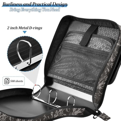 Dragon Black Gothic Zipper Binder Bag 3 Ring with Shoulder Strap Zippered Binder Fits 13 Inch Laptop File Folder Document Organizer for College Office Supplies - color: Dragon Black Gothic