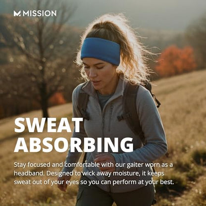 MISSION Multi-Use Neck Gaiter Face Mask for Ski & Outdoors, UPF 50, Breathable Lightweight Fabric - color: Charcoal