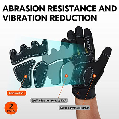 Vgo... 2-Pairs 32°F Waterproof High-Dexterity Heavy-Duty Winter Mechanic Gloves, Impact & Vibration Reduction (M, Black&Gold, SL8849FW) - color: Black&gold-winter, size: Medium (2 Pairs)
