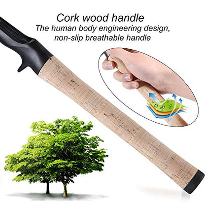Sougayilang Fishing Rods Graphite Lightweight Ultra Light Trout Rods 2 Pieces Cork Handle Crappie Spinning Fishing Rod - color: Casting6'0''-UL-2pcs