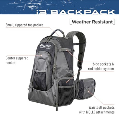 FROGG TOGGS Fishing Sling Pack, Easy Hands-free Fishing Tackle Storage Bag With Water Bottle Pocket - color: Black