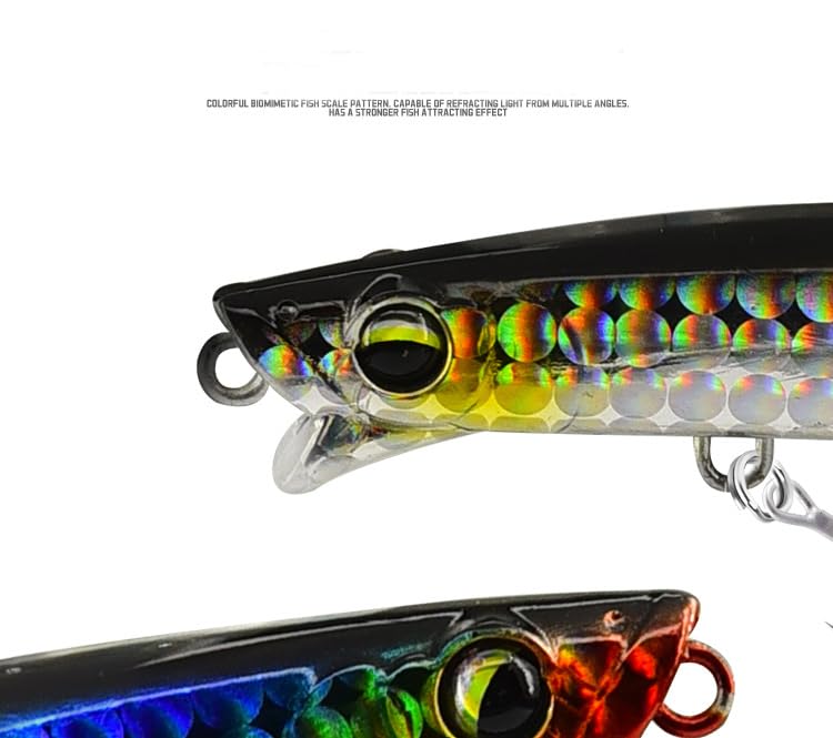 Saltwater Fishing Lures Kit, 3pcs Fishing Sriper Lures Minnow Lures Deep Diving Jerkbait, Crankbait Popper Plugs Hardbaits with Treble Hooks for Inshore Offshore Ocean Sea Fishing (A1-3.7'' 0.75oz)