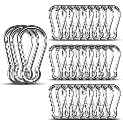 Small Carabiner Clip, 30PCS 1.57 inch 304 Stainless Steel Heavy Duty Carabiners, Metal Spring Snap Hook Clips for Outdoor Travel Camping Fishing Hanging Key Chain - size: M4-1.57'', style: 30PCS