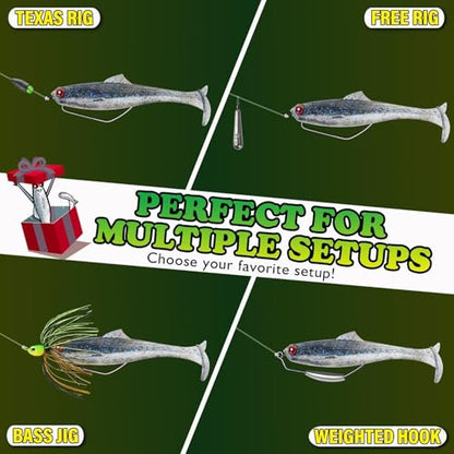 LUCKYFISHING Paddle Tail Swimbaits Soft Plastic Swimbaits Soft Baits for Bass Fishing Trout Crappie Walleye Freshwater Saltwater 10/16/20 PCS Soft Plastic Baits 4/3.5/3/2.5 Inch - color: Blue, size: 4 inch-10pcs
