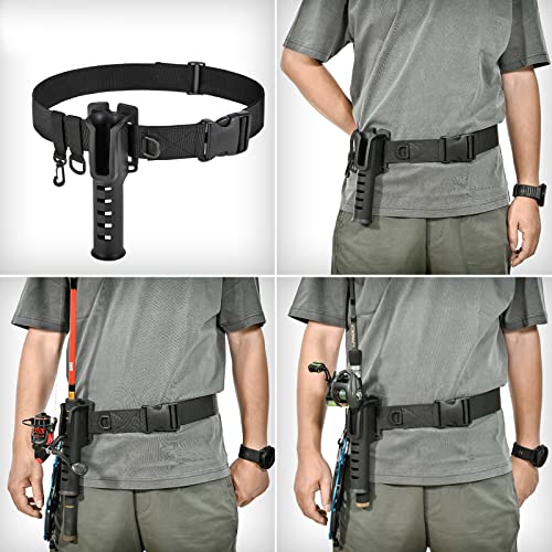 Fishing Wading Belt Rod Holder Adjustable Wader Waist Belt for Fly Surf Casting Spinning Pole Fishing Tool Tackle (Black) - color: Black