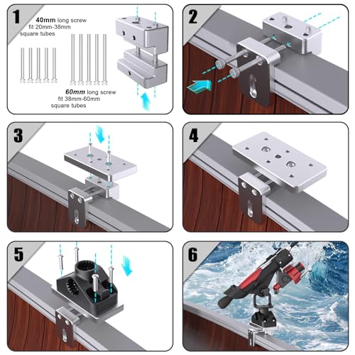 Combo Mount Fishing Rod Holders - 360 Degree Adjustable Boat Rod Rack - style: Rod Holder+rail Mount+track Mount