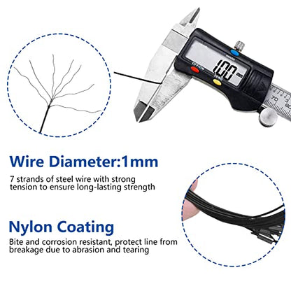 Heavy Duty Fishing Wire Rigs Leaders, 10Pcs 150LB Stainless Steel Fishing Line Leaders with Swivels Snaps Fishing Trace Lures Leader Rigging - color: Black-10pcs