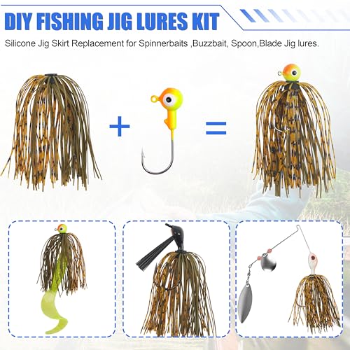 Spinner Bait Skirt Jig Skirts Replacement DIY Fishing Lure Making Supplies Soft Skirt for Spinnerbaits Bass Fishing Jigs Buzzbait Squid Jigs Fishing Lure Skirts - style: A-skirts-6pcs