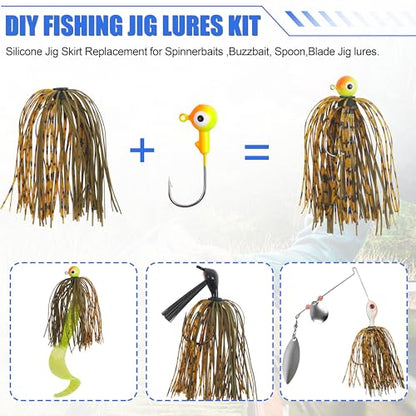 Spinner Bait Skirt Jig Skirts Replacement DIY Fishing Lure Making Supplies Soft Skirt for Spinnerbaits Bass Fishing Jigs Buzzbait Squid Jigs Fishing Lure Skirts - style: A-skirts-6pcs