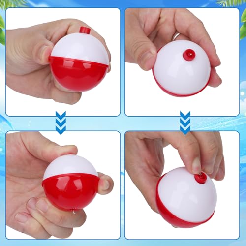 Coopay Fishing Bobbers 30Pcs-50Pcs/Lot Hard ABS Fishing Floats Set Snap on Float Red/White Bobbers Push Button Round Buoy Tackle Accessories - style: 2inch-30pcs