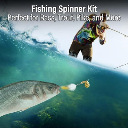 Dr.Fish 5 Pack Fishing Spinner, Bunny Streamer Fly Spinner Inline Spinnbait 7/16oz with Feathered Roostertail Single Hook for Bass Trout Salmon Fishing Lure Kit Freshwater & Saltwater