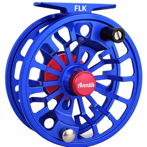Aventik FLK Fly Fishing Reel Aluminum Trout 3/5, 5/7, 7/9wt Large Arbor Freshwater Fly Reel - size: 5/7wt, style: Blue-without Line