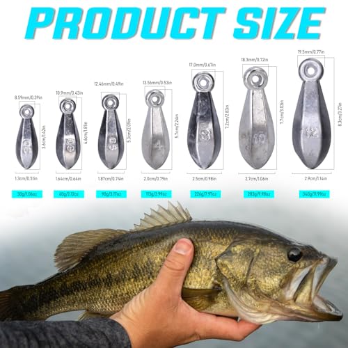 Sougayilang Fishing Weights Sinkers Bank Sinkers Bullet Weights for Surf Fishing Pier Bank Fishing Saltwater Fishing Gear 1oz to 12oz - size: 4oz 6pcs