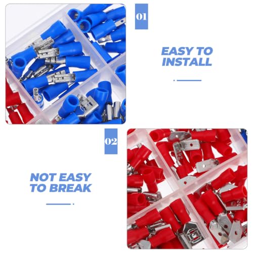 280pcs Spade Wire Crimp Terminal Kit Assorted Electrical Connectors for Professional Home Use, Easy to Install, Dependable Connections, Iron and Plastic Material, for Wiring