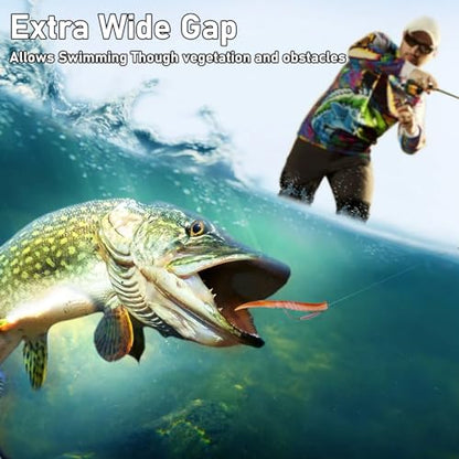 Dr.Fish 15 Pack Weighted EWG Hooks Weighted Worm Swimbait Hooks Bass Fishing Inline Extra Wide Gap Texas Rig Carolina Rig - size: 1/8oz-#3/0 Hook