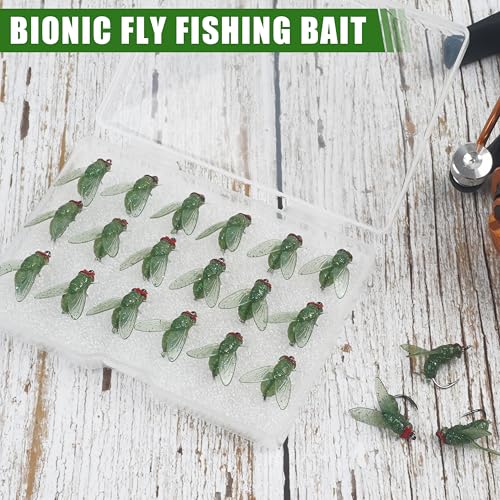 Bionic Fly Fishing Bait, 18/36pcs Fly Fishing Flies Lures Kit Trout Jigs Swimbait Dry Flies Trout Panfish Lures Freshwater Saltwater Flies Fly Fishing Hook Artificial Soft Bait - style: Green-36pcs