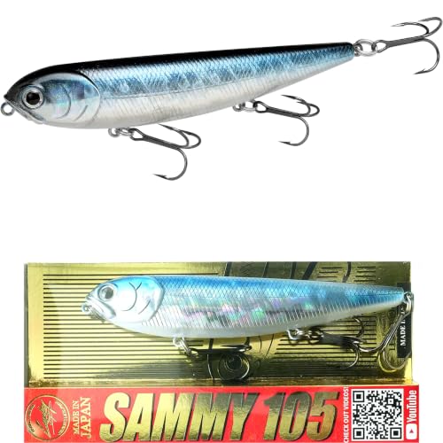 LUCKY CRAFT Sammy 105 Topwater Fishing Lures, 3 Hook, 4-1/8" Floating Freshwater Trout and Bass Lures, Walk-the-Dog Tournament Bait, Bass Fishing Gear and Tackle Box Accessories - color: 052 Aurora Black