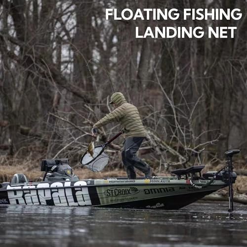 Floating Fishing Net, Rubber Coated Landing Net Ideal for Kayak & Wading Fishing, Easy Catch & Release, Compact & Foldable for Easy Transportation & Storage