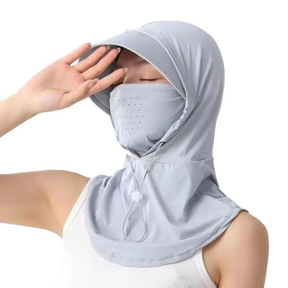 3 in 1 Summer Cooling Balaclava Breathable Sun UV Protection Hood Face Mask with Ear Loops for Men Women - color: Light Gray