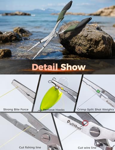 Fish Gripper 9.2",Muti-Function Line Cutter Fishing Pliers, Saltwater Fishing Tool Kit,Fishing Gear with Fishing Lanyard - color: 8"Fishing Pliers Green