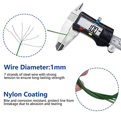 Heavy Duty Fishing Wire Rigs Leaders, 10Pcs 150LB Stainless Steel Fishing Line Leaders with Swivels Snaps Fishing Trace Lures Leader Rigging - color: Green-10pcs