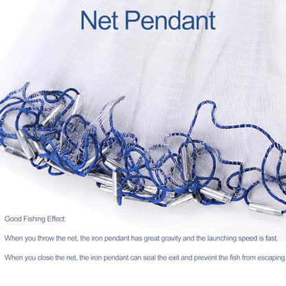 Lawaia Cast Net Cast Nets for Fishing Hand Throw Bait Nets 1/2 inch Mesh Freshwater Saltwater Fish Gear - Ideal for Shrimp, Fish & Fly Fishing with 3FT - 12FT Radius - size: 12FT/3.6mRadius