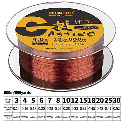 RIKIMARU Premium Monofilament Fishing Line-Strong and Abrasion Resistant Mono Line-Superior Nylon Material Fishing Line - color: Wine Red, size: 660Yds/0.47mm/25LB