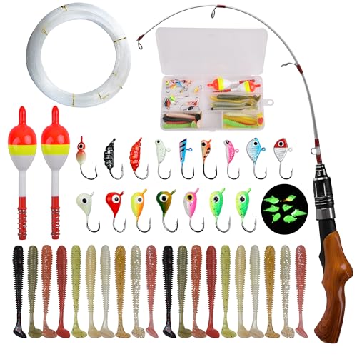 Ice Fishing Rod Lightweight Ice Fishing Gear Portable Spinning Rod 23" Ice Fishing Pole Winter for Trout Walleye Perch Panfish Crappie - style: Ice Fishing Gear
