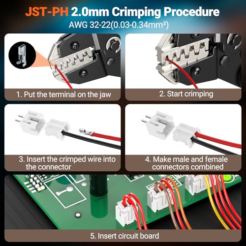 Preciva Crimping Tool Connector kit - AWG28-16/0.08-1.5mm² Ratcheting Crimper with 620Pcs Connectors and 1600Pcs Pins | Crimp Tool for Dupont, JST, ATX, EPS, PCIE, SATA Series