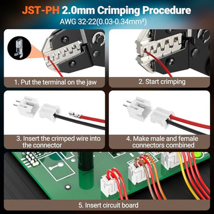 Preciva Crimping Tool Connector kit - AWG28-16/0.08-1.5mm² Ratcheting Crimper with 620Pcs Connectors and 1600Pcs Pins | Crimp Tool for Dupont, JST, ATX, EPS, PCIE, SATA Series