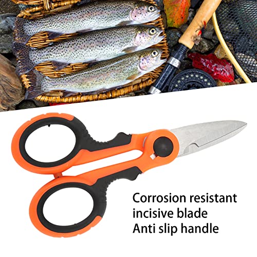 Fishing Line Scissors, Scissors Braid Cutters Stainless Steel Fishing Tools Small Fishing Pliers Portable Ergonomic Mini Fishing Scissors Fishing Line Cutters with Anti Slip Handle