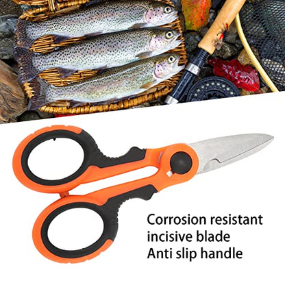 Fishing Line Scissors, Scissors Braid Cutters Stainless Steel Fishing Tools Small Fishing Pliers Portable Ergonomic Mini Fishing Scissors Fishing Line Cutters with Anti Slip Handle