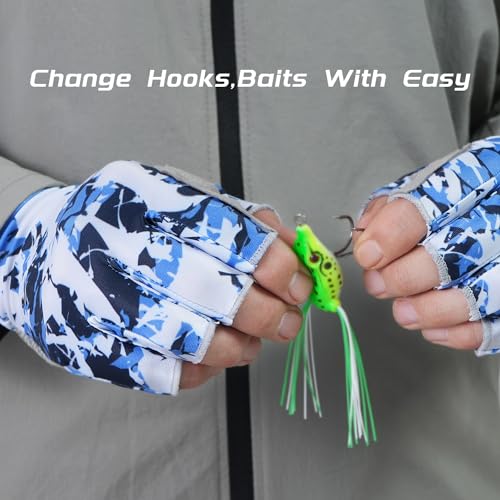 Fishing Gloves UPF50+ Sun Gloves, UV Protection Fingerless Gloves Men Women for Fishing, Kayaking, Rowing, Paddling, Canoeing, Hunting
