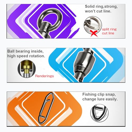 AMYSPORTS High Strength Snap Swivels Stainless Bearing Rolling Fishing Swivel Freshwater Snap Swivels Fishing Clip Steel Black Nickel - size: Size 4+L (100lb) 50 pcs