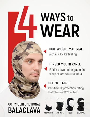 UPF 50+ Balaclava Ski Mask for Men Women - UV Face Mask Motorcycle Shiesty | Windproof, Breathable, Hinge Design, Full & Half Face Coverage, Fits Under Helmet, Snowboarding, Skiing - color: Jigsaw Mud Camo