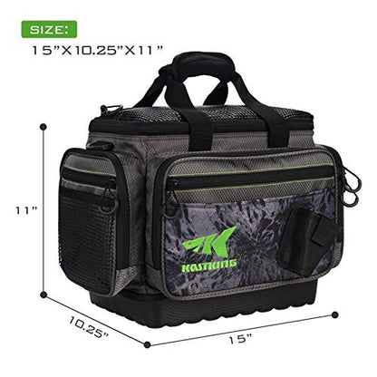 KastKing Fishing Gear & Tackle Bags - Saltwater Resistant Fishing Bags - Fishing Tackle Storage Bags - color: A2: Medium-Hoss(Without Trays, 15"x11"x10.25")-Blackout