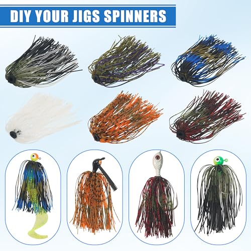 Silicone Jig Skirts Spinnerbait Skirts 50 Strands Bass Fishing Lure Skirts Replacement for DIY Spinner Baits Buzzbaits Squid Jig Accessories - style: B--12 Packs