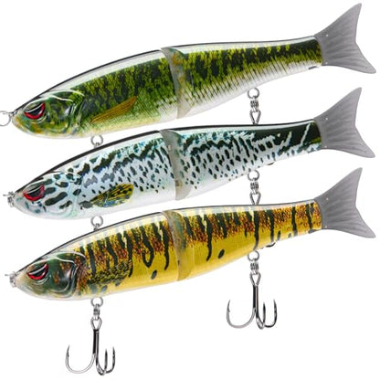 Bassdash SwimShad Glide Baits Jointed Swimbait Bass Pike Salmon Trout Muskie Fishing Lure,3-Pack - color: Largemouth Bass +Blue Mackerel +Yellow Mackerel, size: 4.5in/0.65oz