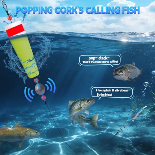 3/4PCS Popping Corks Fishing Bobbers Float Rigs for Saltwater Freshwater Fishing Tackle Weighted Bobbers Size 3IN/4IN/5IN