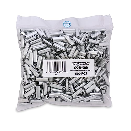 HI-SEAS Grand Slam Aluminum Fishing Line Crimp Sleeves - Bulk 500 Pieces, Durable and Strong Crimps for Monofilament 40lb Test up to 600lb Test for Saltwater Fishing Leaders - style: 500 Pc/2.0 Mm