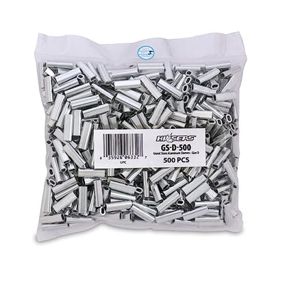 HI-SEAS Grand Slam Aluminum Fishing Line Crimp Sleeves - Bulk 500 Pieces, Durable and Strong Crimps for Monofilament 40lb Test up to 600lb Test for Saltwater Fishing Leaders - style: 500 Pc/2.0 Mm