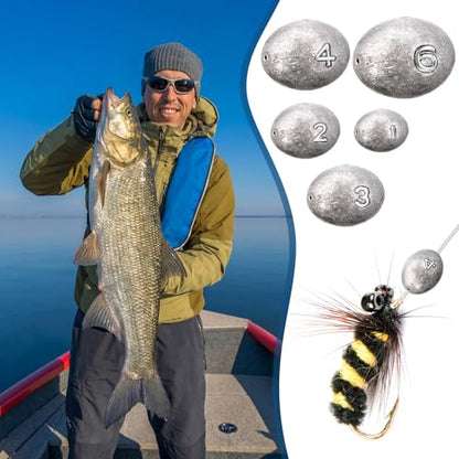 Egg Fishing Sinker Weights Kit Egg Weights Rig Drop Bass Casting Fishing Sinkers Saltwater Freshwater Gear Tackle - size: 1oz,2oz,3oz,4oz,6oz