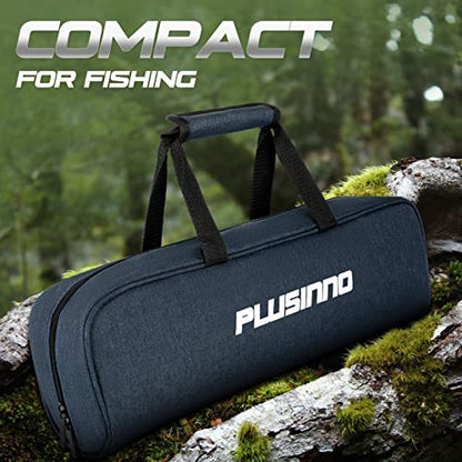 PLUSINNO Fishing Rod and Reel Combos Carbon Fiber Telescopic Fishing Pole with Reel Combo Sea Saltwater Freshwater Kit Fishing Rod Kit - color: 2PACK Full Kit with Carrier Case, size: 6.89 ft